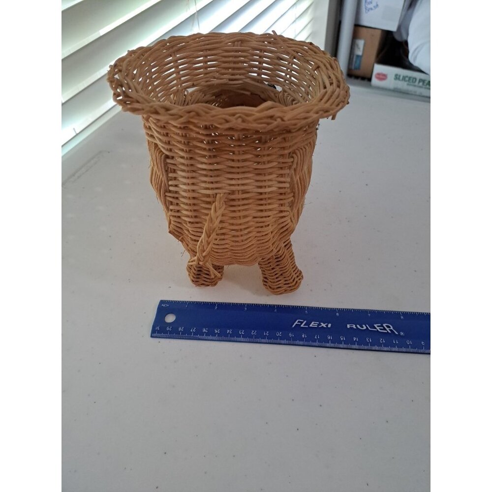 Wicker Elephant Basket Planter Tan Rattan BOHO Cottage Core Flower Pot 7"Hx9"W - Picture 7 of 9
